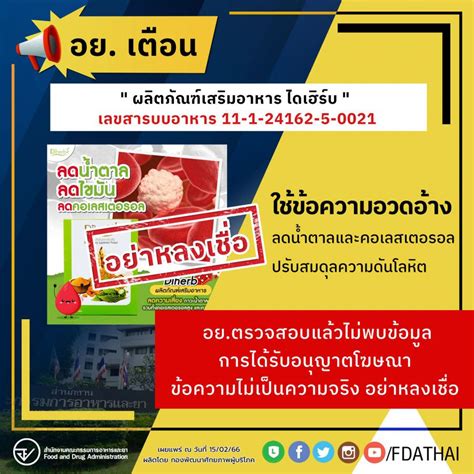 อย.เตือน ผลิตภัณฑ์เสริมอาหารไดเฮิร์บ .